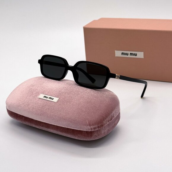 NEW MIU MIU MU11ZS 16K5S0 SQUARE WOMEN SUNGLASSES MU11ZSF 16K5S0 BLACK MU 11ZS